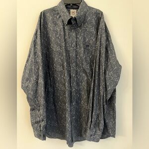 Cinch Shirt Blue Gray Western Button Down Long Sleeve Casual Men's Size Lg A985